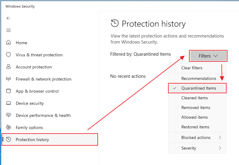 Windows Antivirus & Quarantine